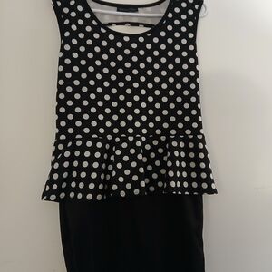 American City Wear Black and White Polka Dot Top
